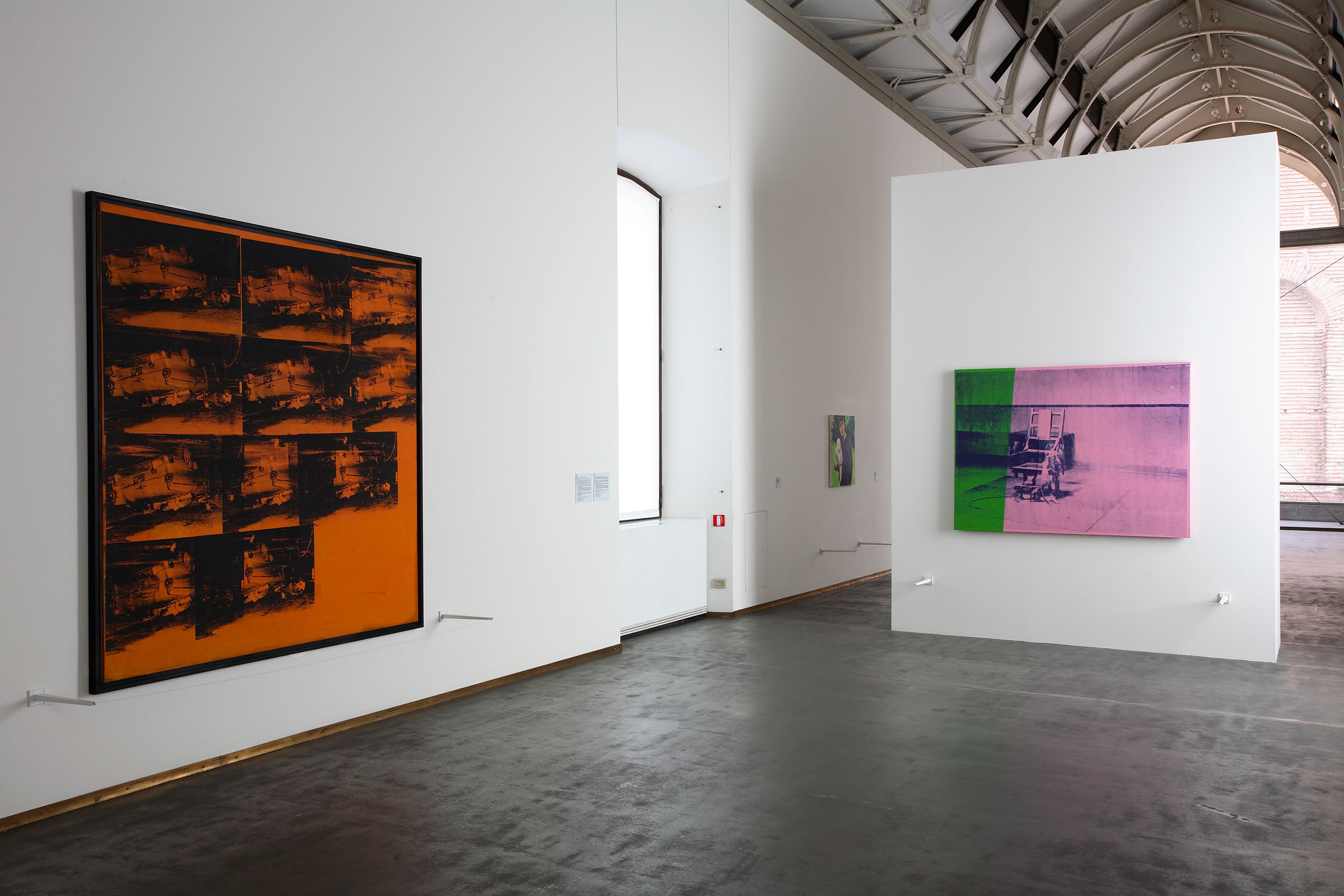 Andy Warhol, Orange Car Crash (Orange Disaster) (5 Deaths 11 Times in Orange), 1963; Big Electic Chair, 1967